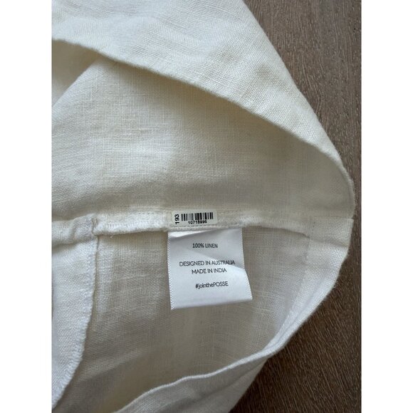 Posse Alice Crop Top 100% Linen in Beige Size Large Square Neck - Picture 5 of 7